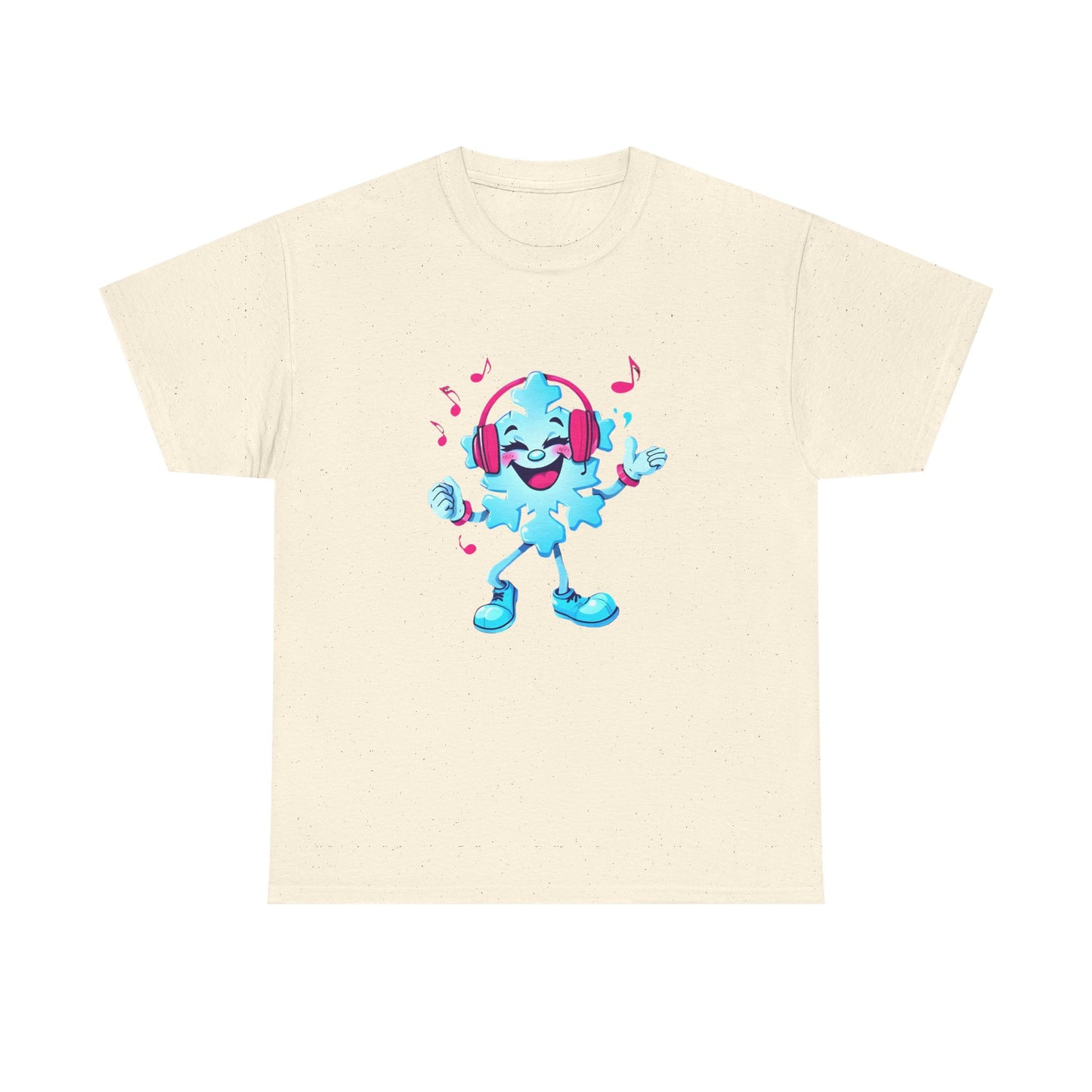 Music Lover Graphic Tee — Happy Snowflake Headphones Character Shirt Printify