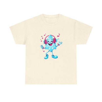 Music Lover Graphic Tee — Happy Snowflake Headphones Character Shirt Printify