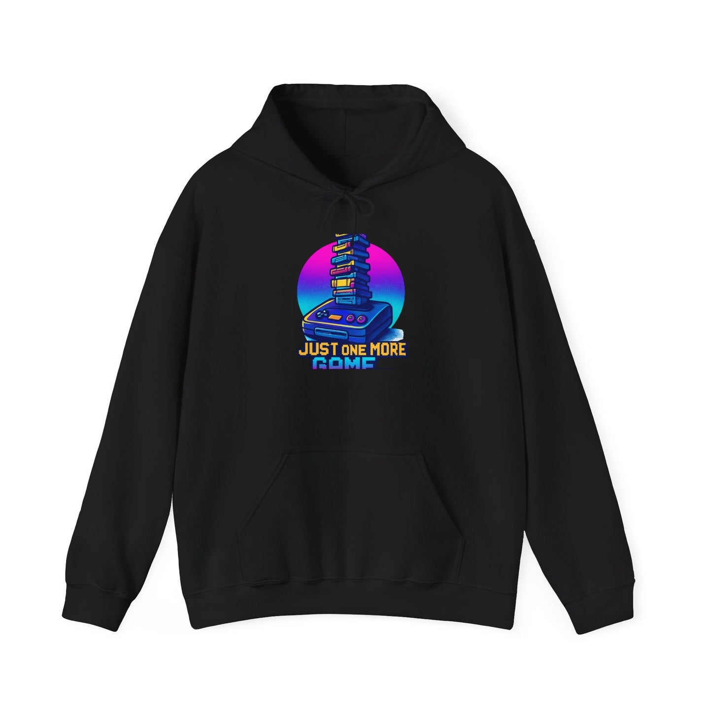 Gamer Stack Hoodie — "Just One More Game" Retro Gaming Pullover Hoodie Printify