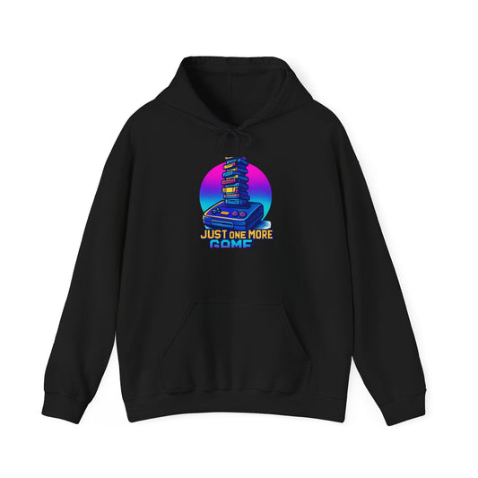 Gamer Stack Hoodie — "Just One More Game" Retro Gaming Pullover Hoodie Printify