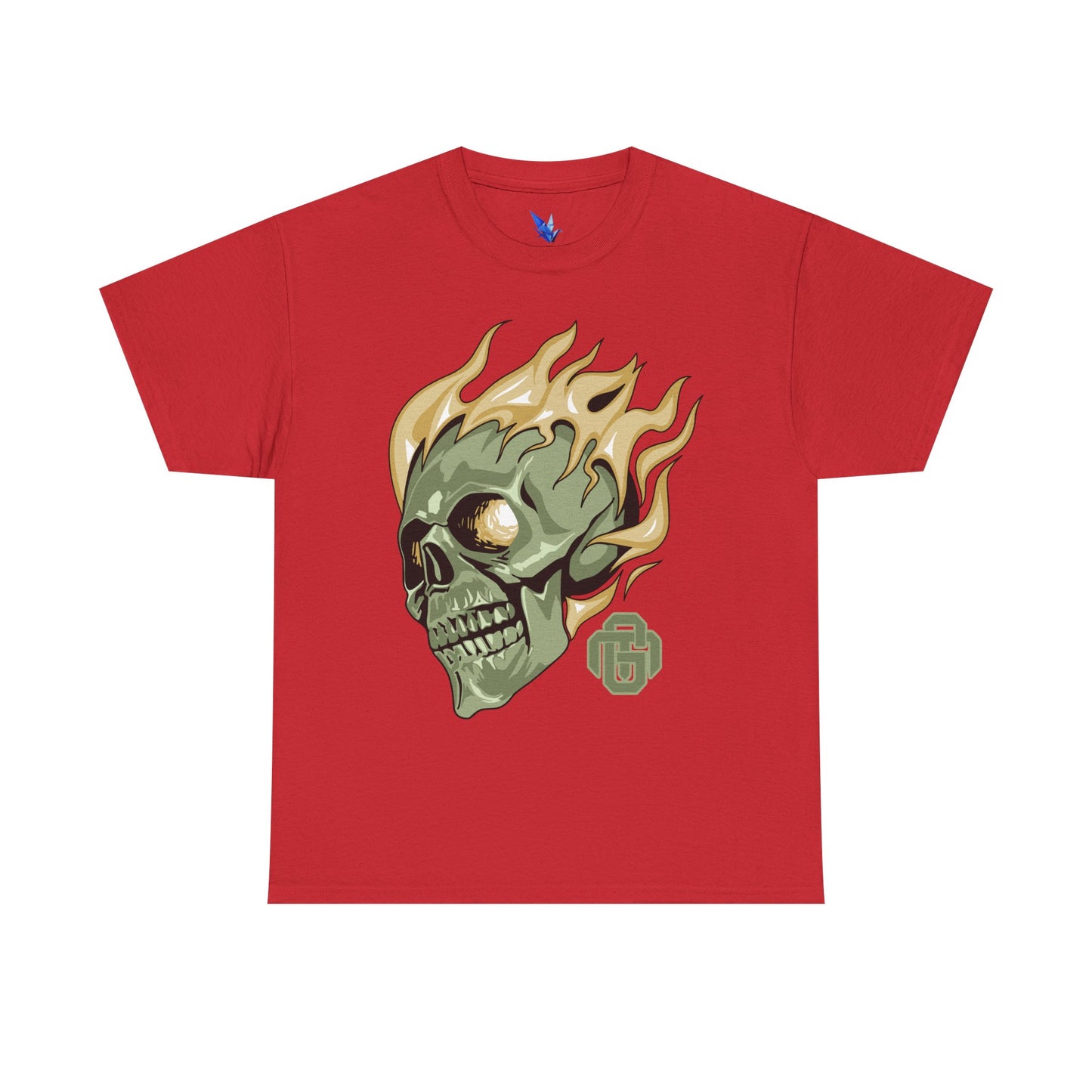 Flaming Green Skull Tee — Edgy Horror Graphic T-Shirt Printify