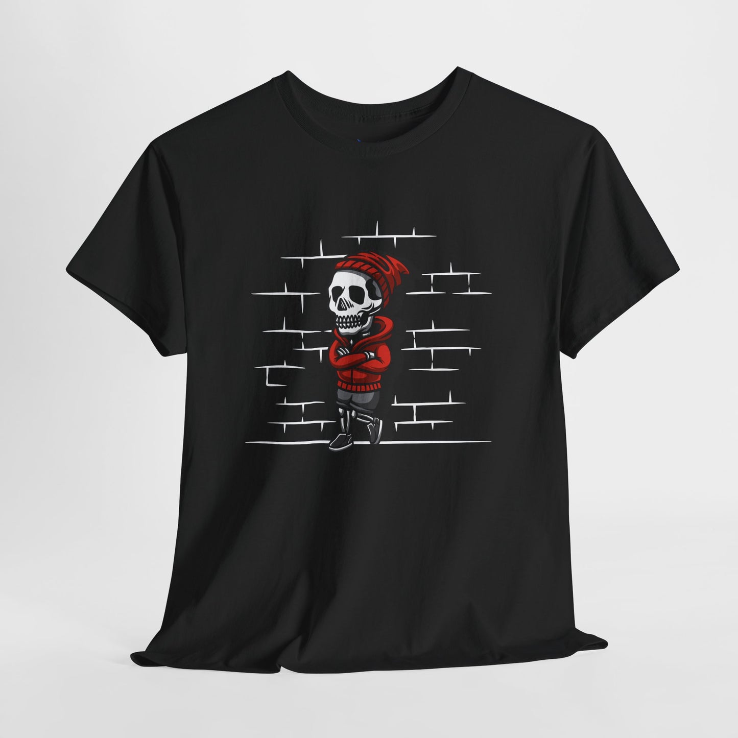 Skeleton Against the Wall T-Shirt Printify