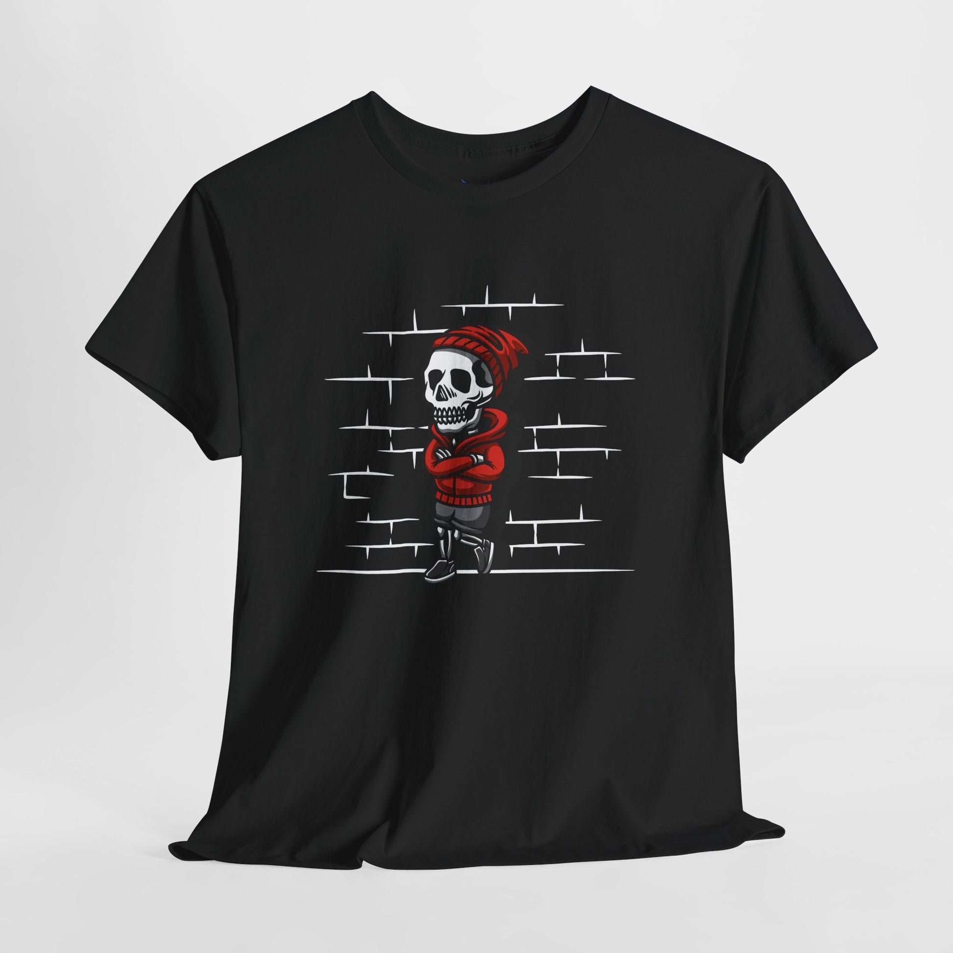 Skeleton Against the Wall T-Shirt Printify