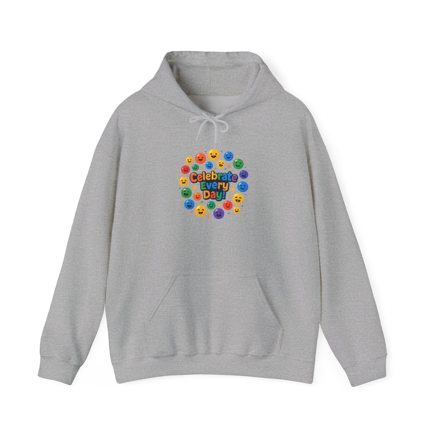 Celebrate Every Day Hoodie — Colorful Emoji Celebration Graphic Printify