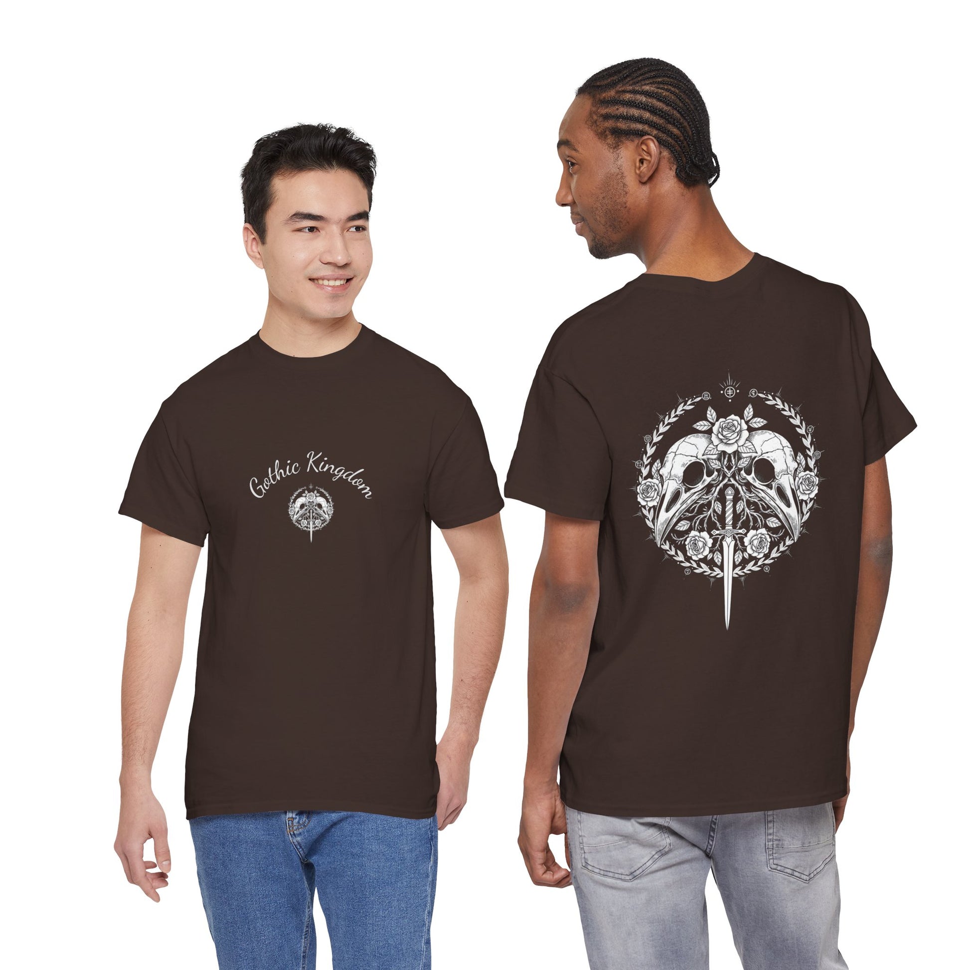 Gothic Kingdom T-Shirt — Raven Skull & Dagger Vintage Gothic Tee Printify