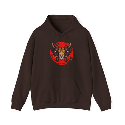 Tiger Demon Hoodie – Red Circle Oni Mask Graphic Printify