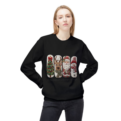 Christmas Crewneck Sweatshirt — Festive Tree Reindeer Santa Snowman Design Printify