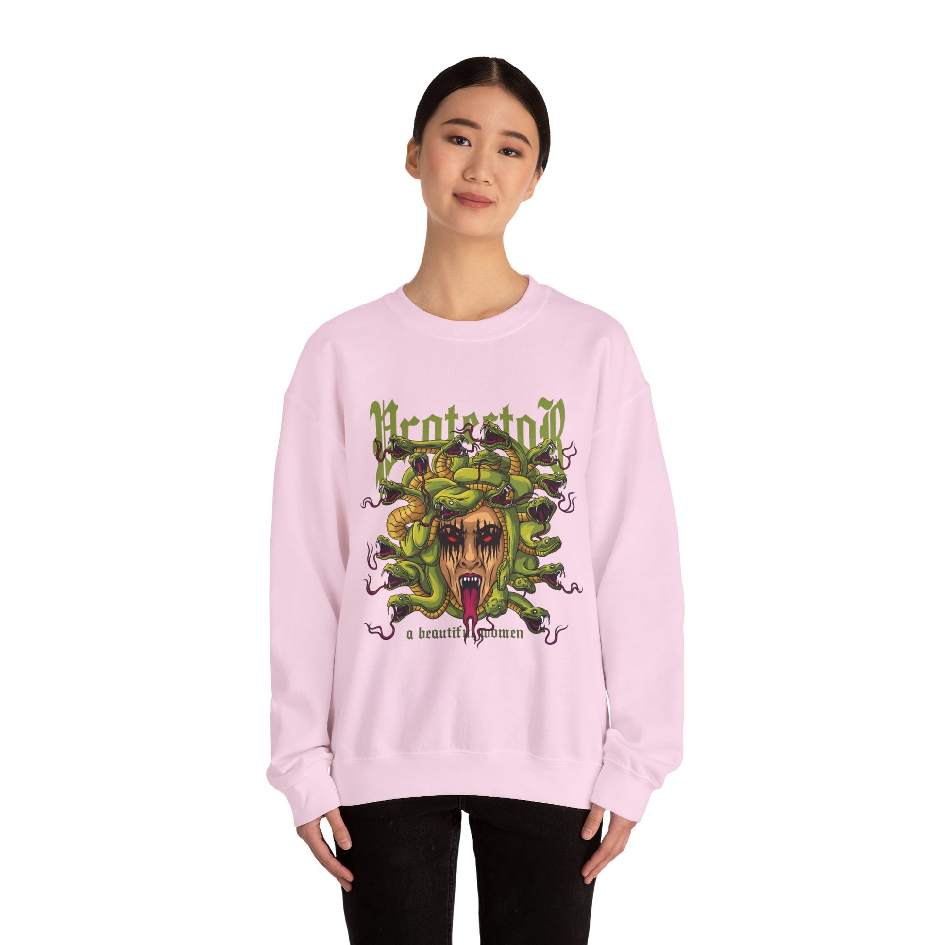 Medusa Graphic Sweatshirt — 'Protestor' Horror Myth Printify