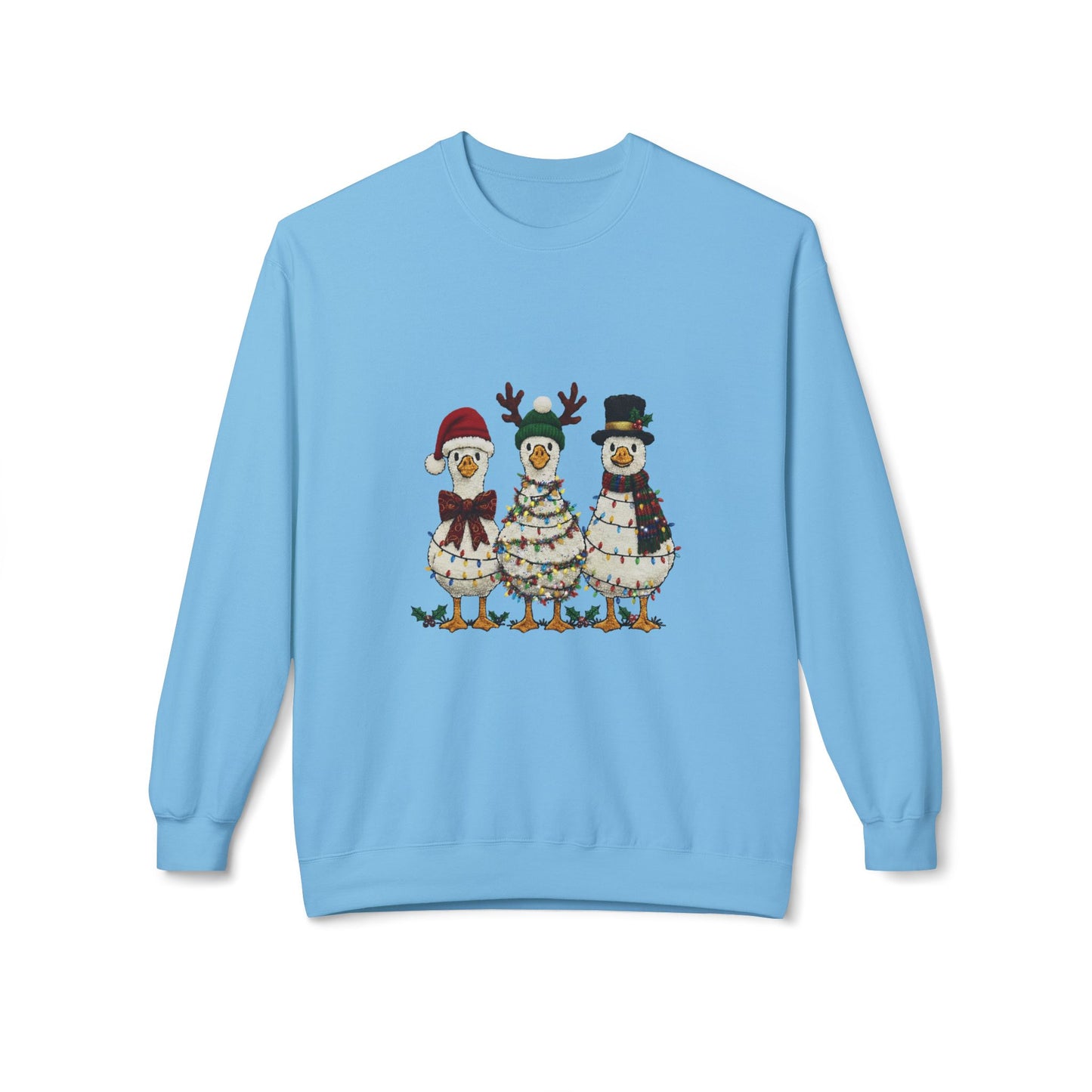 Christmas Duck Family Sweatshirt — Festive Holiday Trio Crewneck Printify
