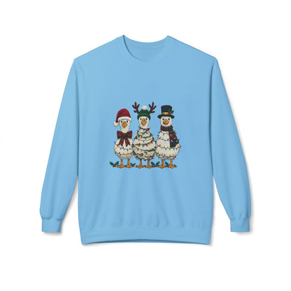 Christmas Duck Family Sweatshirt — Festive Holiday Trio Crewneck Printify