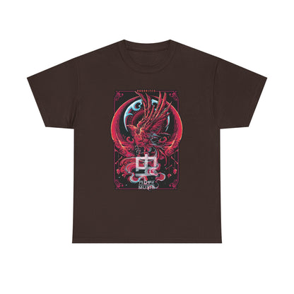 Red Phoenix Japanese Dragon T-Shirt — Mythic Samurai Crest Graphic Tee Printify