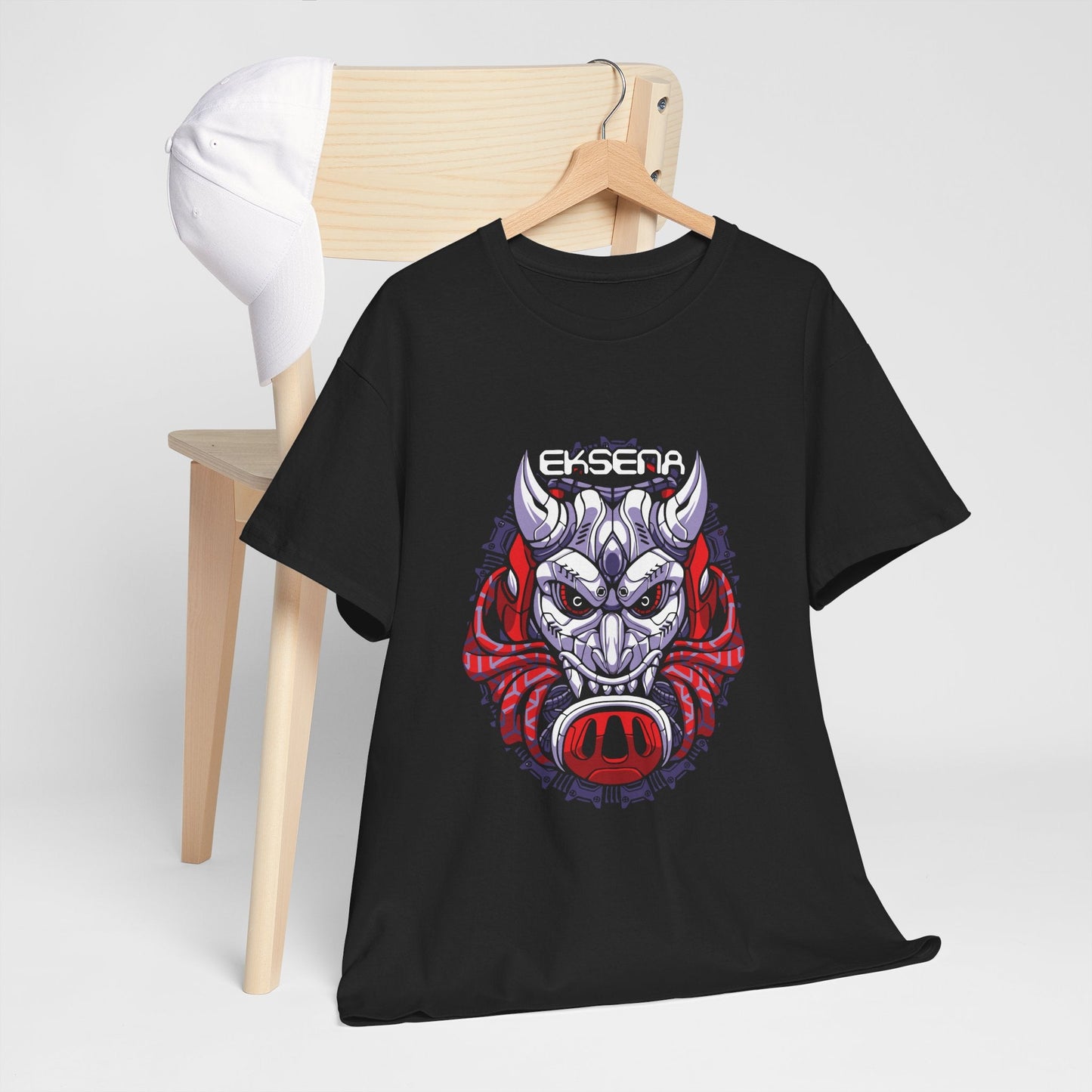 Demon Boar Graphic Tee — "EKSETA" Skull Mask Gaming Shirt Printify