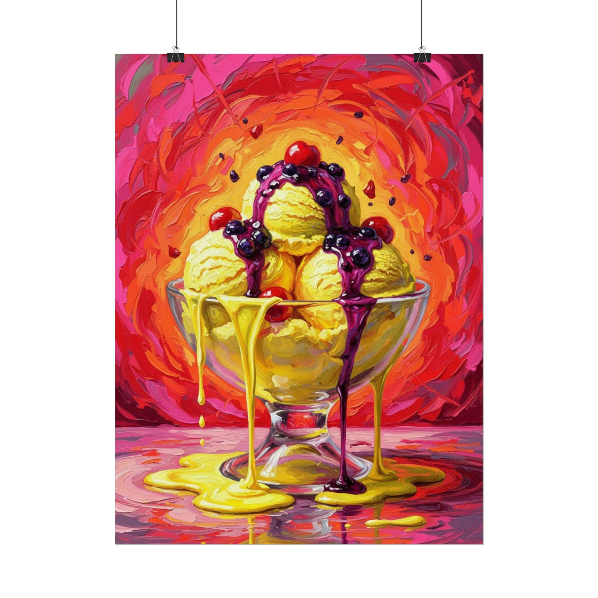 Ice Cream Sundae Poster — Vibrant Melting Dessert Wall Art Printify