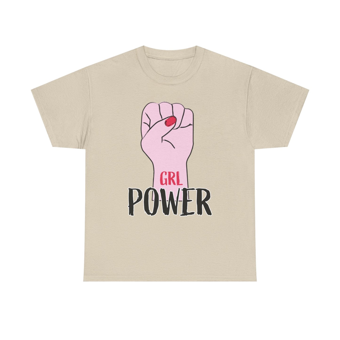 Girl Power T-Shirt — Feminist Raised Fist Tee (Pink Nail Design) Printify