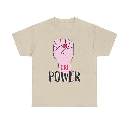 Girl Power T-Shirt — Feminist Raised Fist Tee (Pink Nail Design) Printify