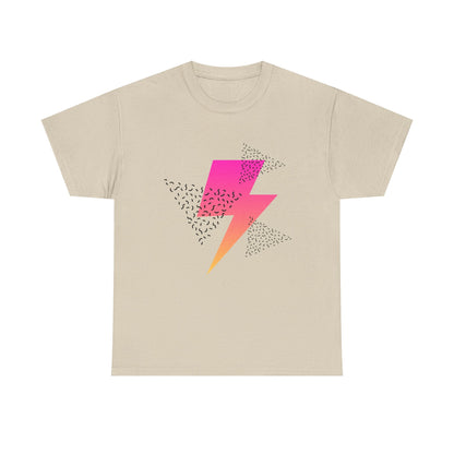 Lightning Bolt Graphic Tee — Retro Pink & Orange Gradient Storm T-Shirt Printify