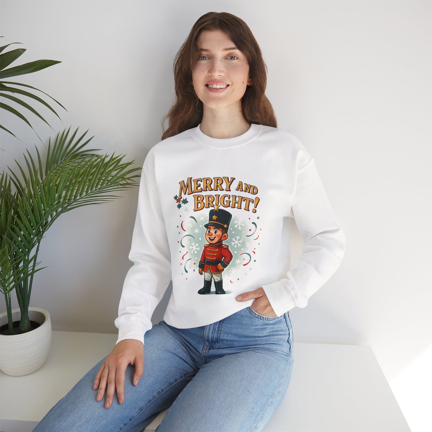 Merry and Bright Nutcracker Sweatshirt — Vintage Holiday Crewneck