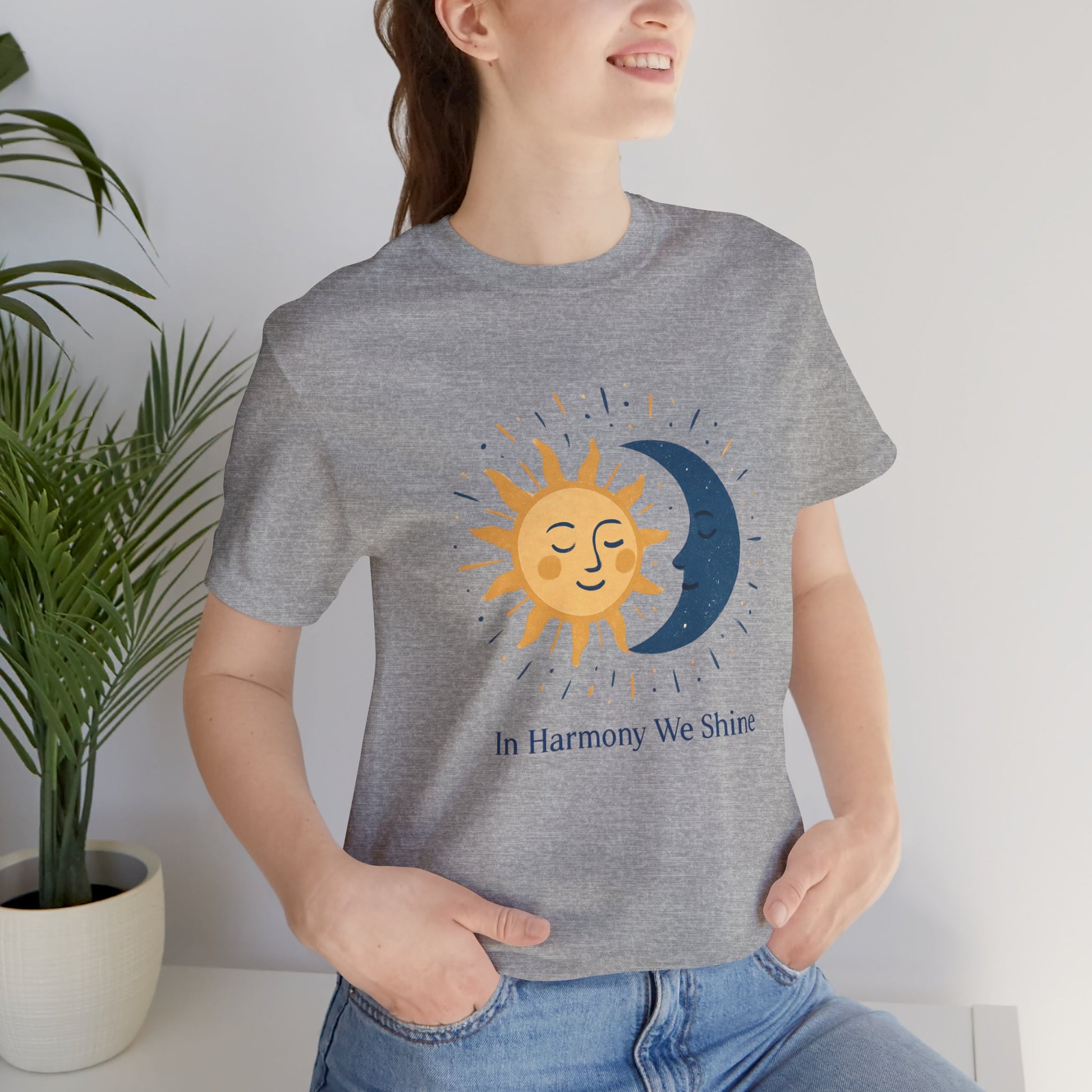 Sun & Moon Harmony Tee — "In Harmony We Shine" Graphic T-Shirt Printify