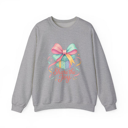 Crewneck Sweatshirt — 'Share the Joy' Pastel Gift Graphic Printify