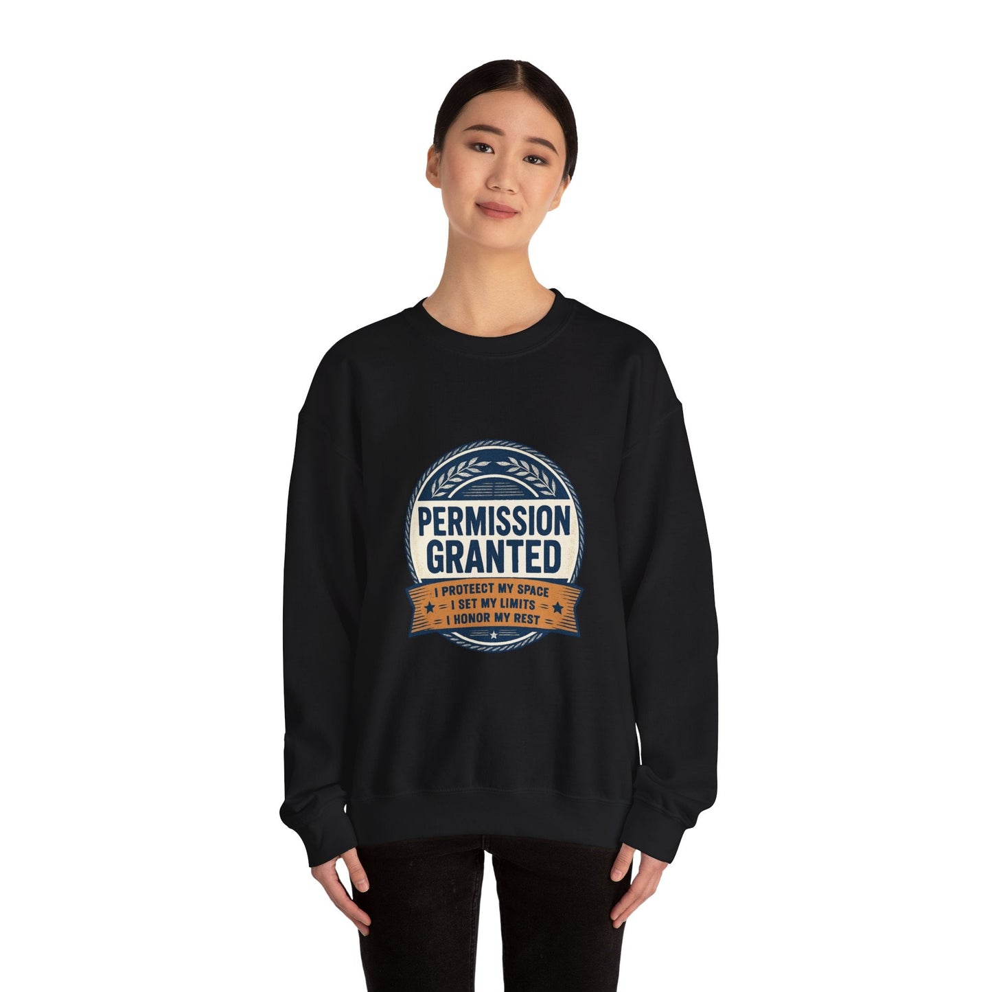 Permission Granted Sweatshirt – Inspirational Self-Care Crewneck Printify