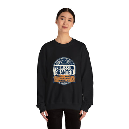 Permission Granted Sweatshirt – Inspirational Self-Care Crewneck Printify