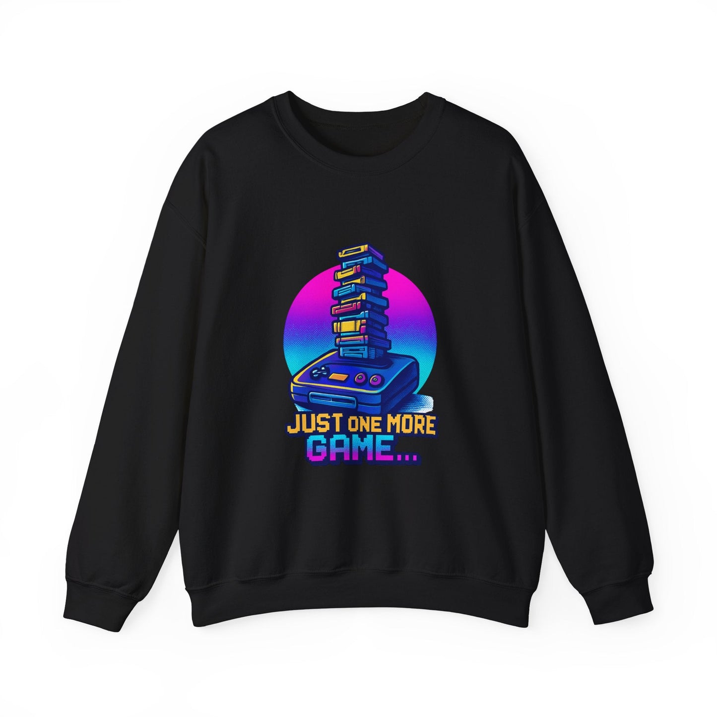 Gaming Crewneck Sweatshirt — Retro Console 'Just One More Game' Design Printify