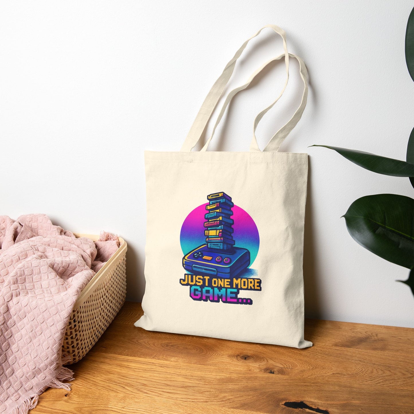 Retro Gamer Tote Bag — "Just One More Game" Canvas Tote Printify