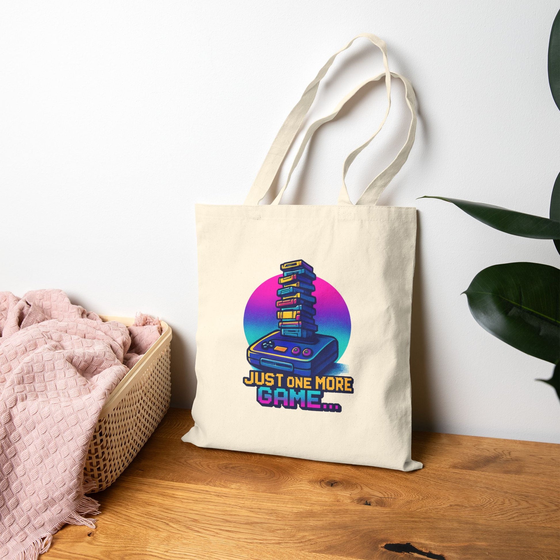 Retro Gamer Tote Bag — "Just One More Game" Canvas Tote Printify