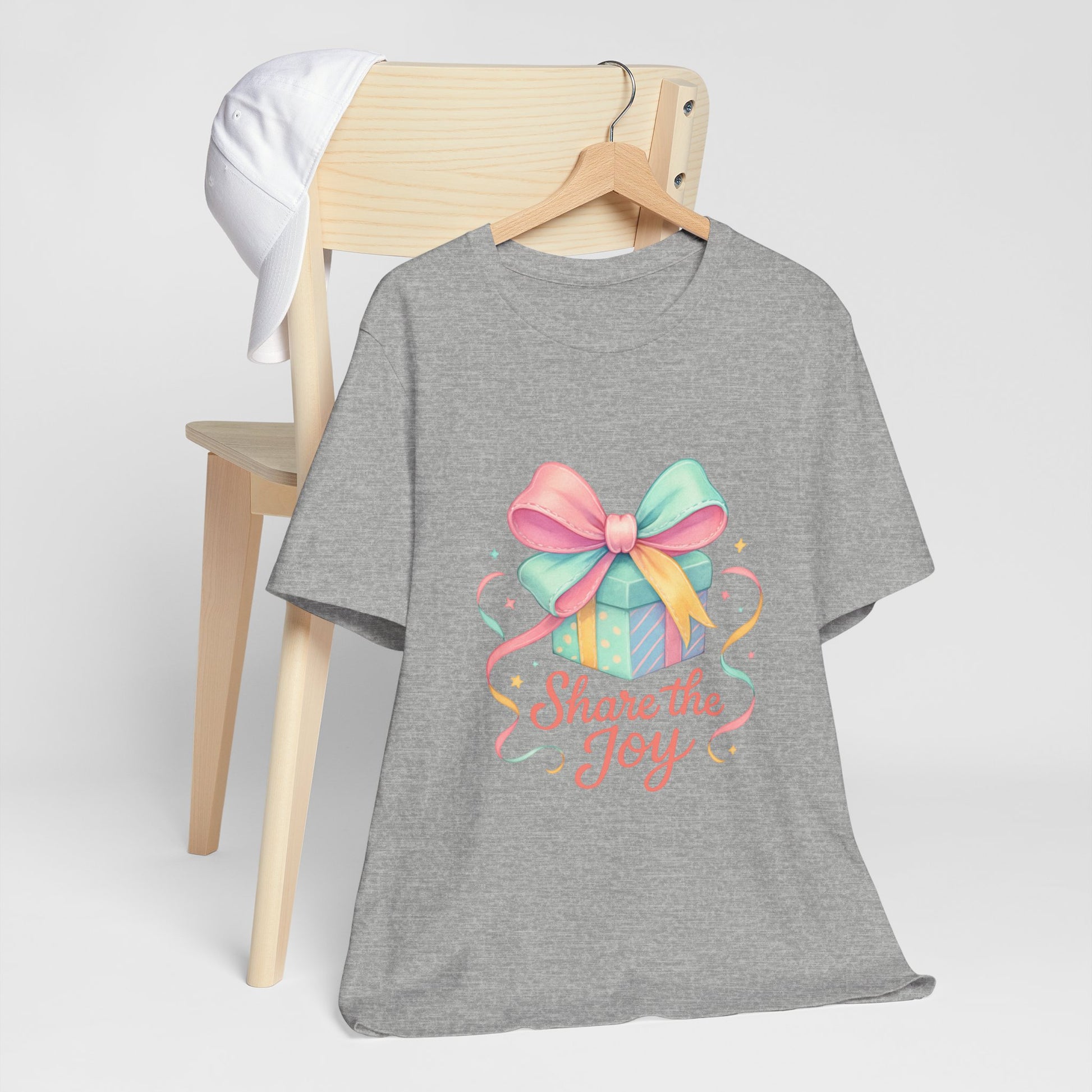 Share the Joy Gift Tee — Pastel Present Graphic T-Shirt Printify