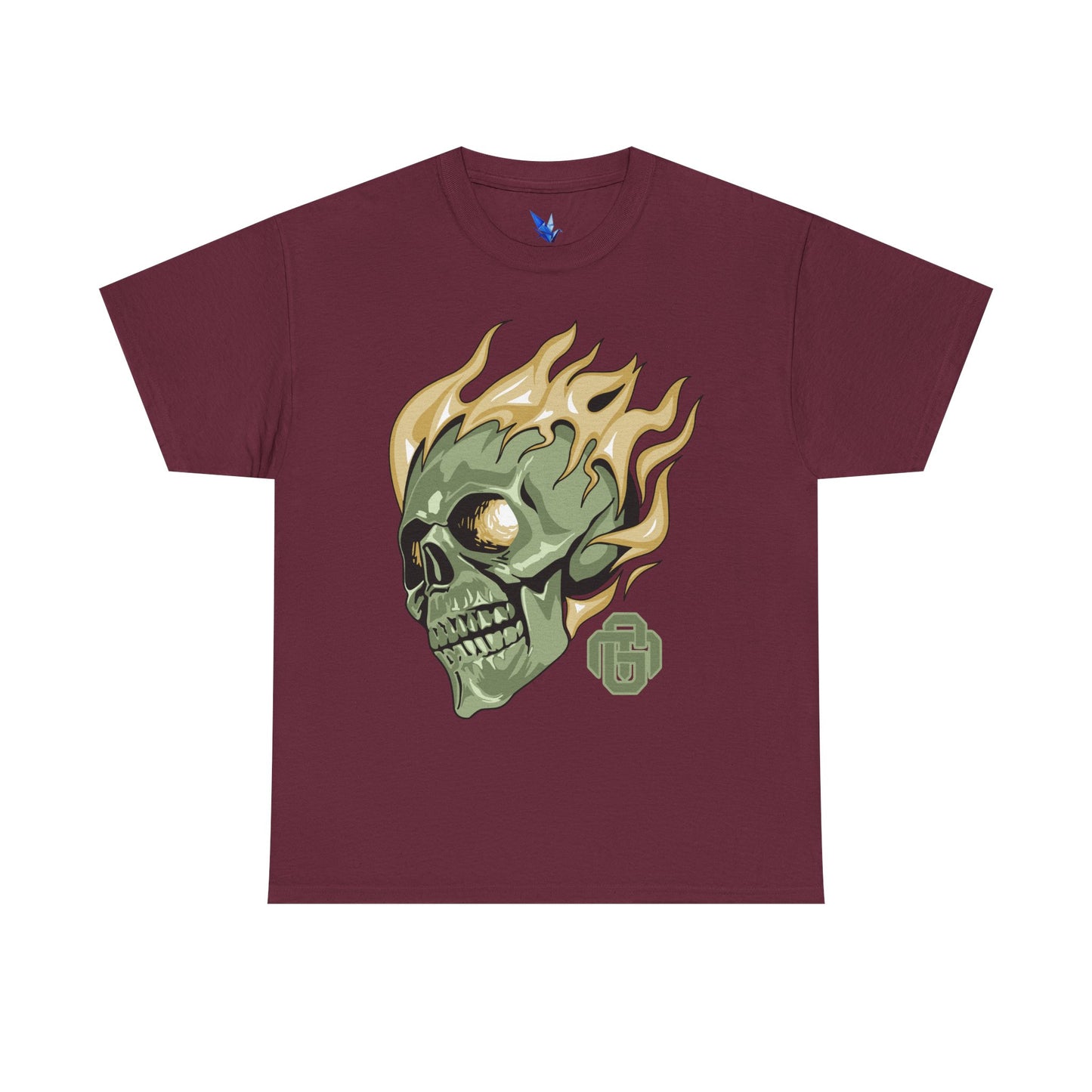 Flaming Green Skull Tee — Edgy Horror Graphic T-Shirt Printify