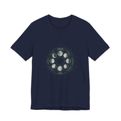 Moon Phases T-Shirt — Illustrated Lunar Cycle Tee (Full Moon, New Moon & Zodiac Icons) Printify