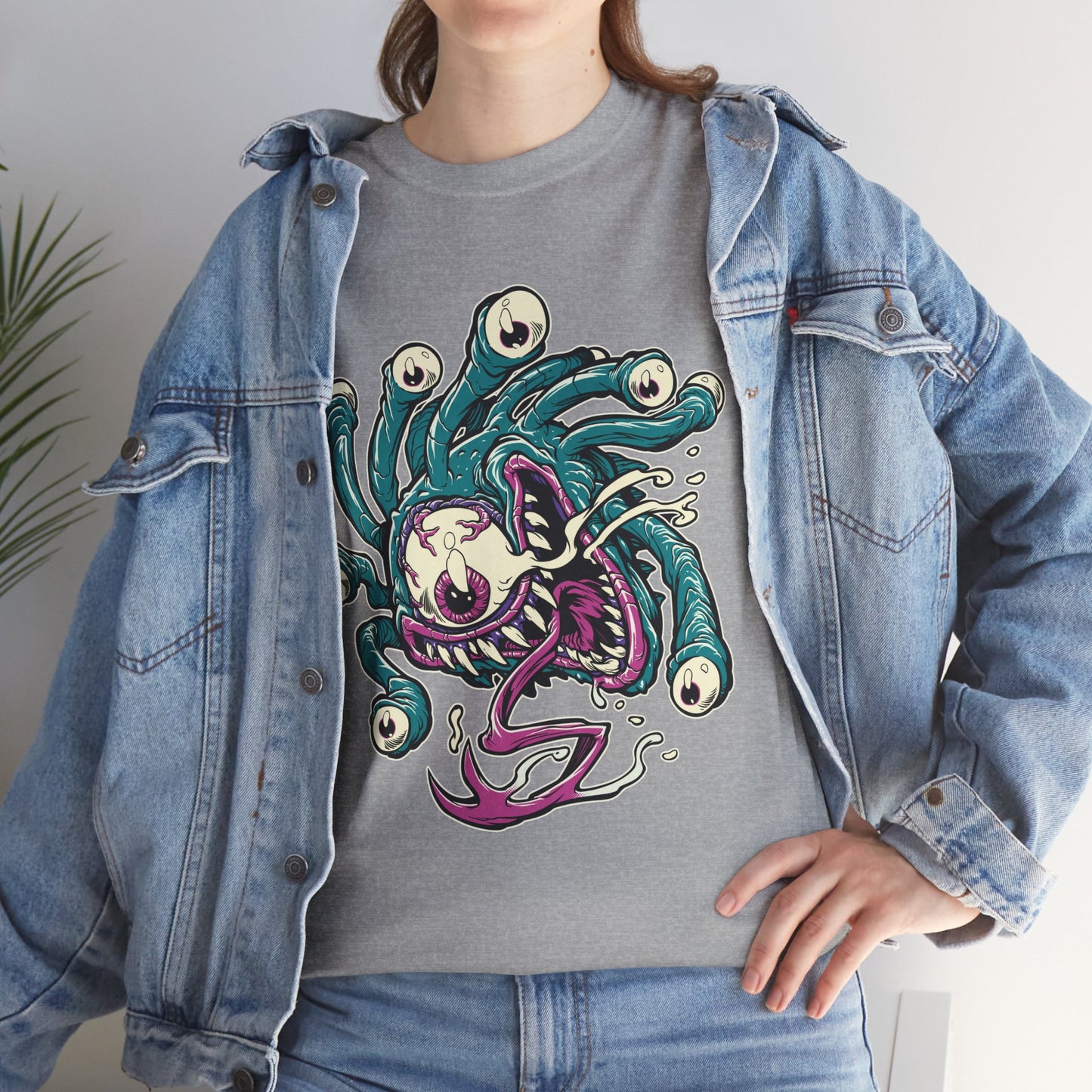 Eye Monster Graphic Tee — Retro Horror Tentacle Skull Shirt Printify