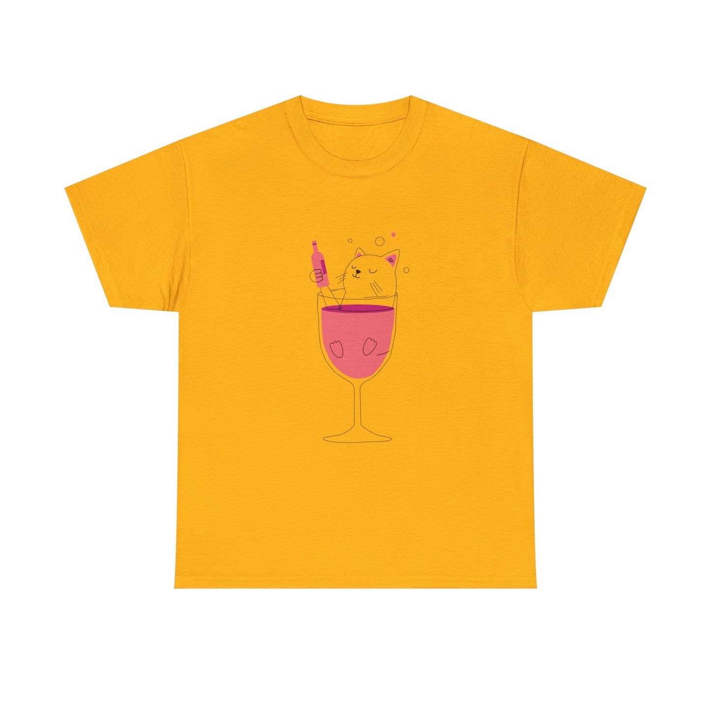 Wine Glass Cat T-Shirt — Cute Cat in a Wine Glass Graphic Tee Printify