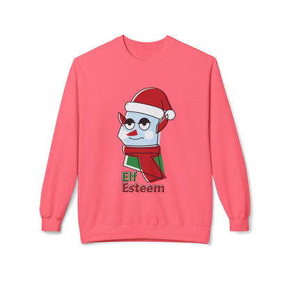 Elf Esteem Crewneck Sweatshirt — Funny Retro Holiday Christmas Sweater Printify