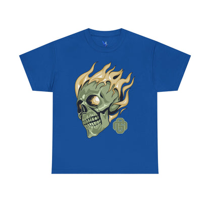 Flaming Green Skull Tee — Edgy Horror Graphic T-Shirt Printify