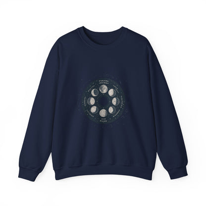 Moon Phase Crewneck Sweatshirt — Full Moon Diagram Graphic Printify