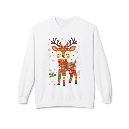 Christmas Patchwork Reindeer Sweatshirt Printify