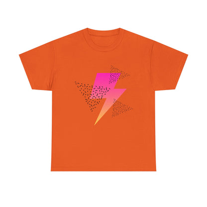 Lightning Bolt Graphic Tee — Retro Pink & Orange Gradient Storm T-Shirt Printify