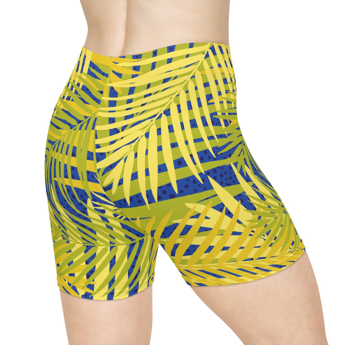 Tropical Palm Print Biker Shorts Printify