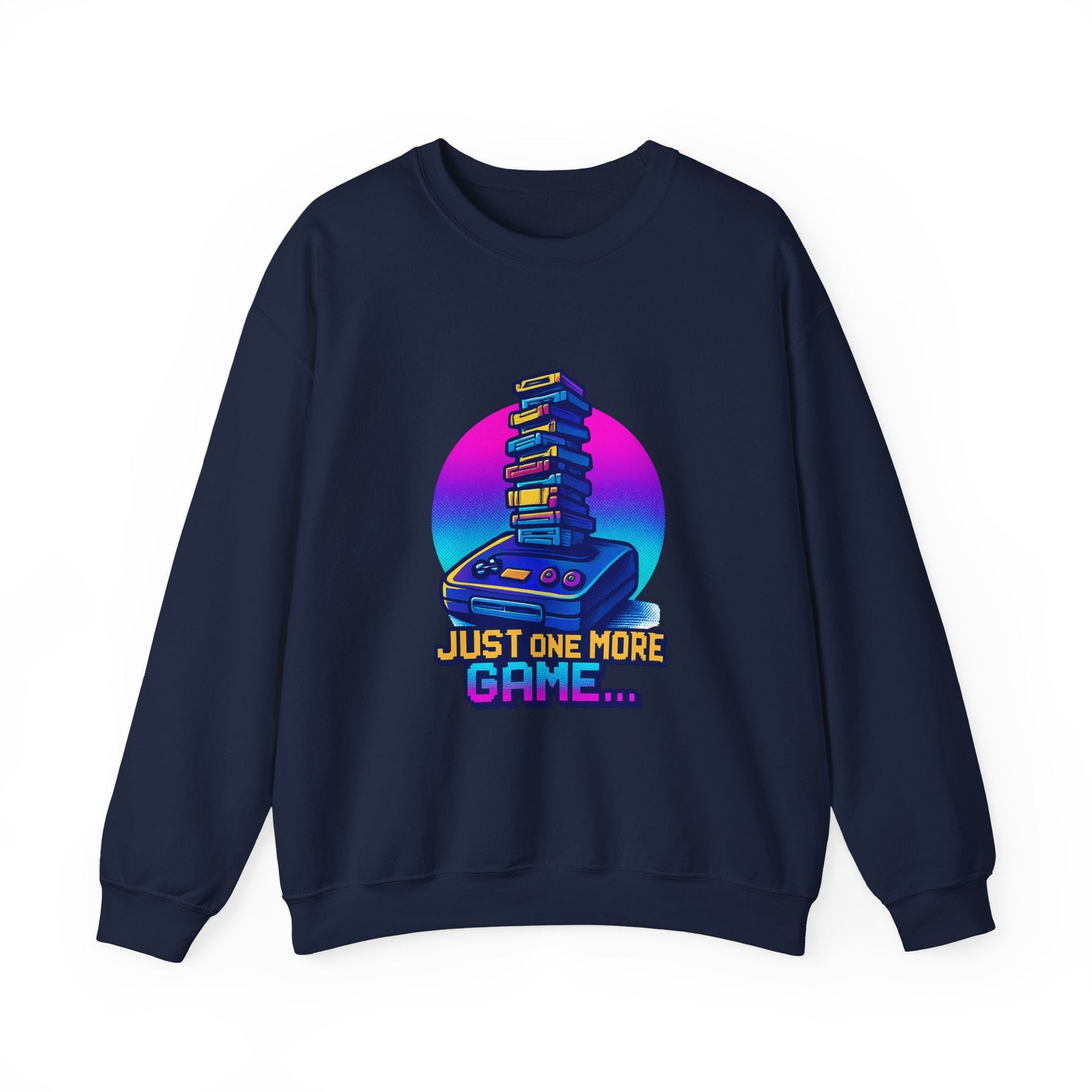 Gaming Crewneck Sweatshirt — Retro Console 'Just One More Game' Design Printify