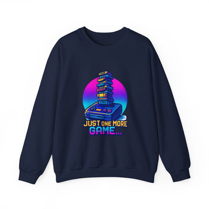 Gaming Crewneck Sweatshirt — Retro Console 'Just One More Game' Design Printify