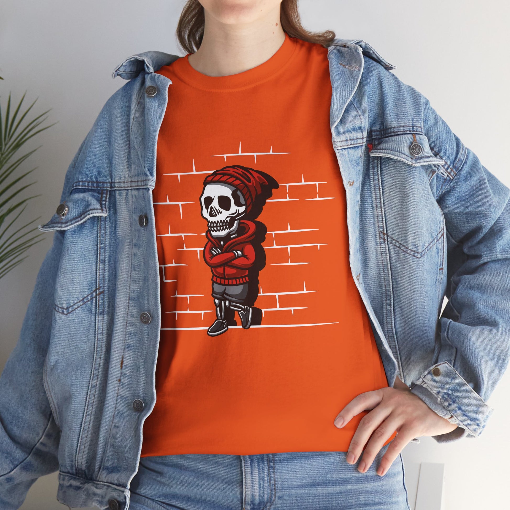Skeleton Against the Wall T-Shirt Printify