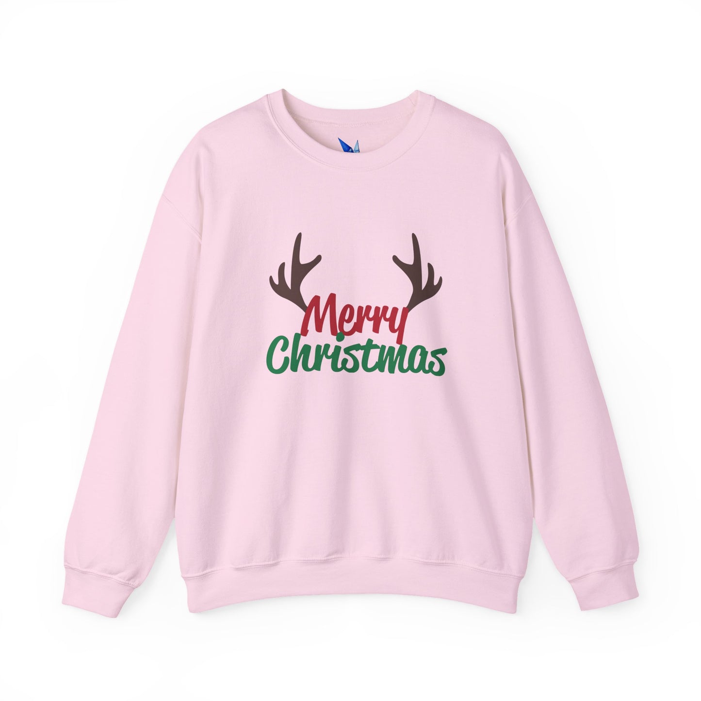 Merry Christmas Reindeer Antlers Crewneck Sweatshirt Printify
