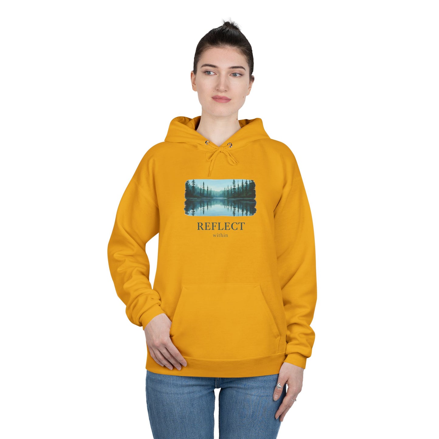 Reflect Lake Hoodie — Tranquil Forest Landscape Pullover Printify