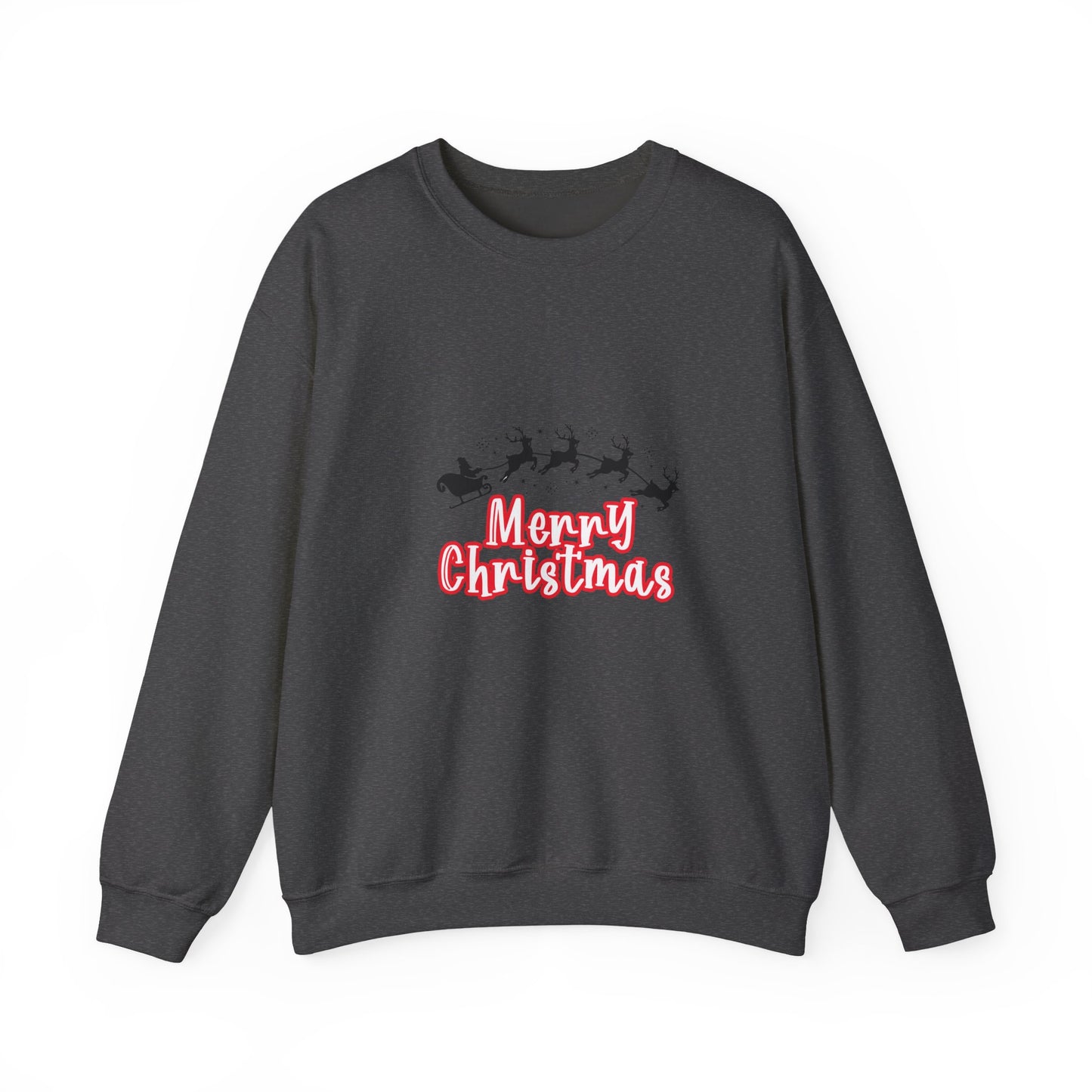 Christmas Crewneck Sweatshirt - 'Merry Christmas' Santa Sleigh Holiday Sweatshirt Printify