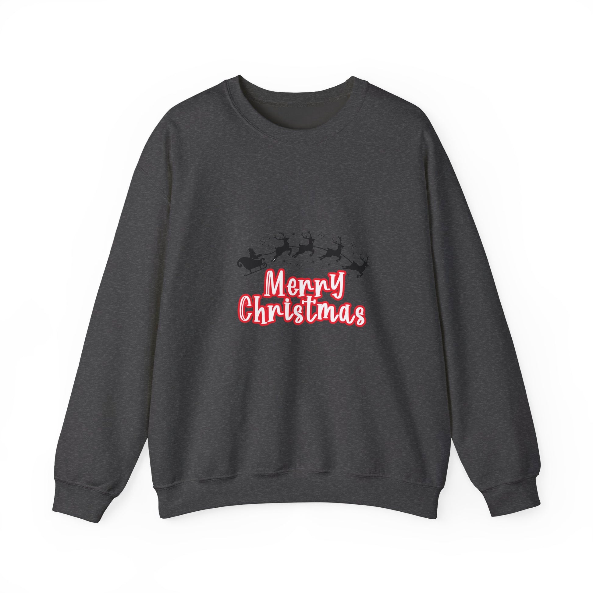 Christmas Crewneck Sweatshirt - 'Merry Christmas' Santa Sleigh Holiday Sweatshirt Printify