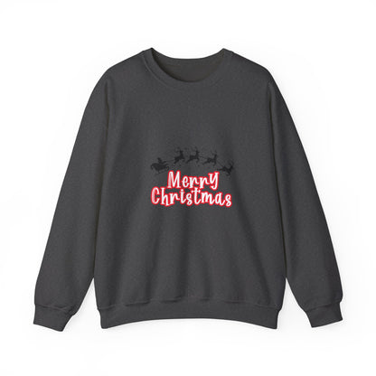 Christmas Crewneck Sweatshirt - 'Merry Christmas' Santa Sleigh Holiday Sweatshirt Printify