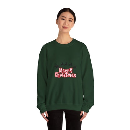 Christmas Crewneck Sweatshirt - 'Merry Christmas' Santa Sleigh Holiday Sweatshirt Printify