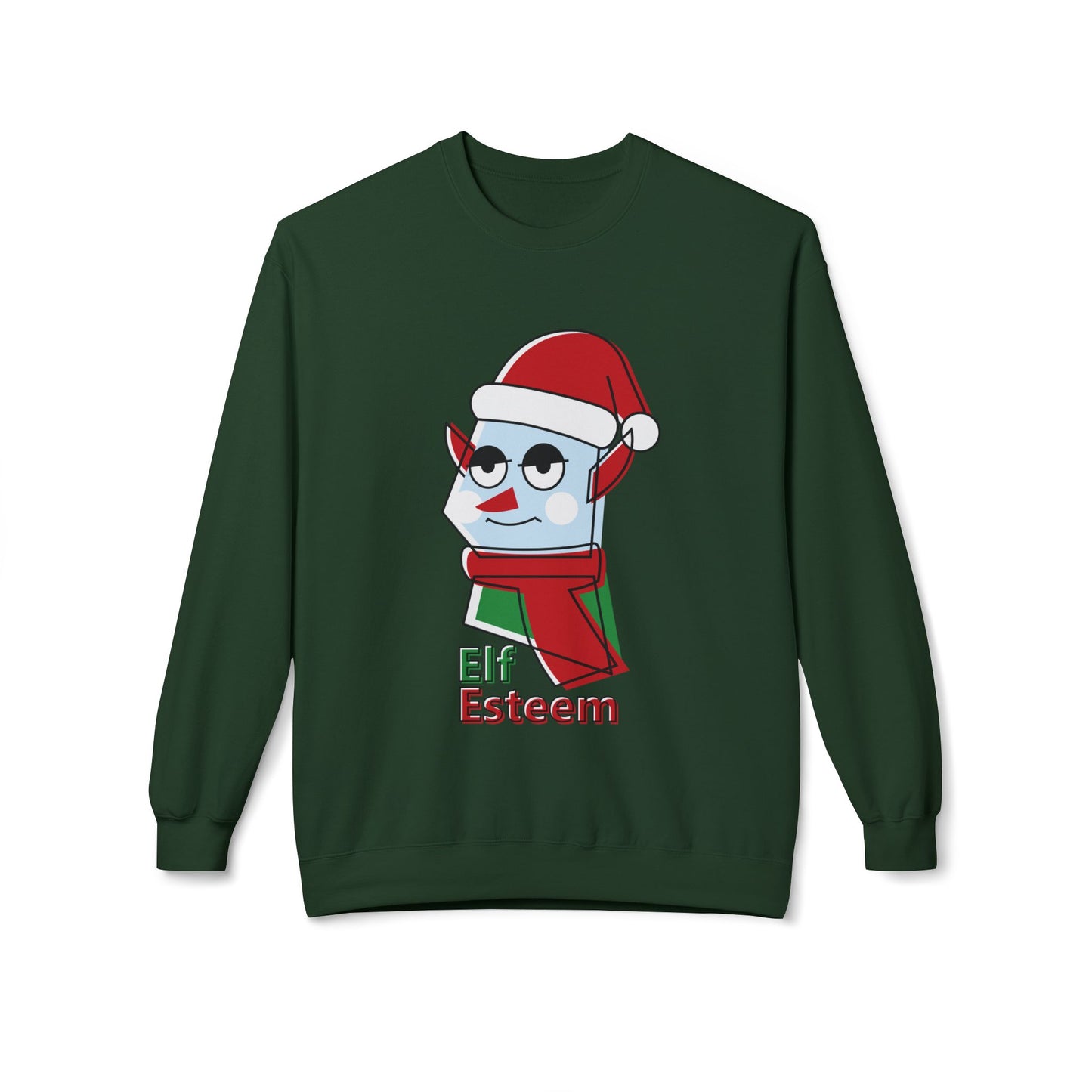 Elf Esteem Crewneck Sweatshirt — Funny Retro Holiday Christmas Sweater Printify