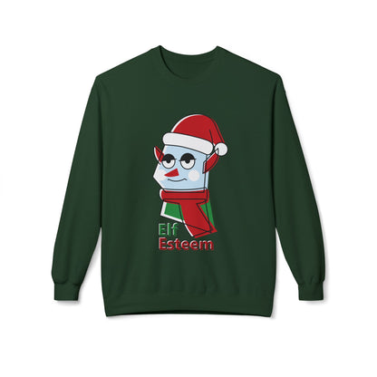 Elf Esteem Crewneck Sweatshirt — Funny Retro Holiday Christmas Sweater Printify